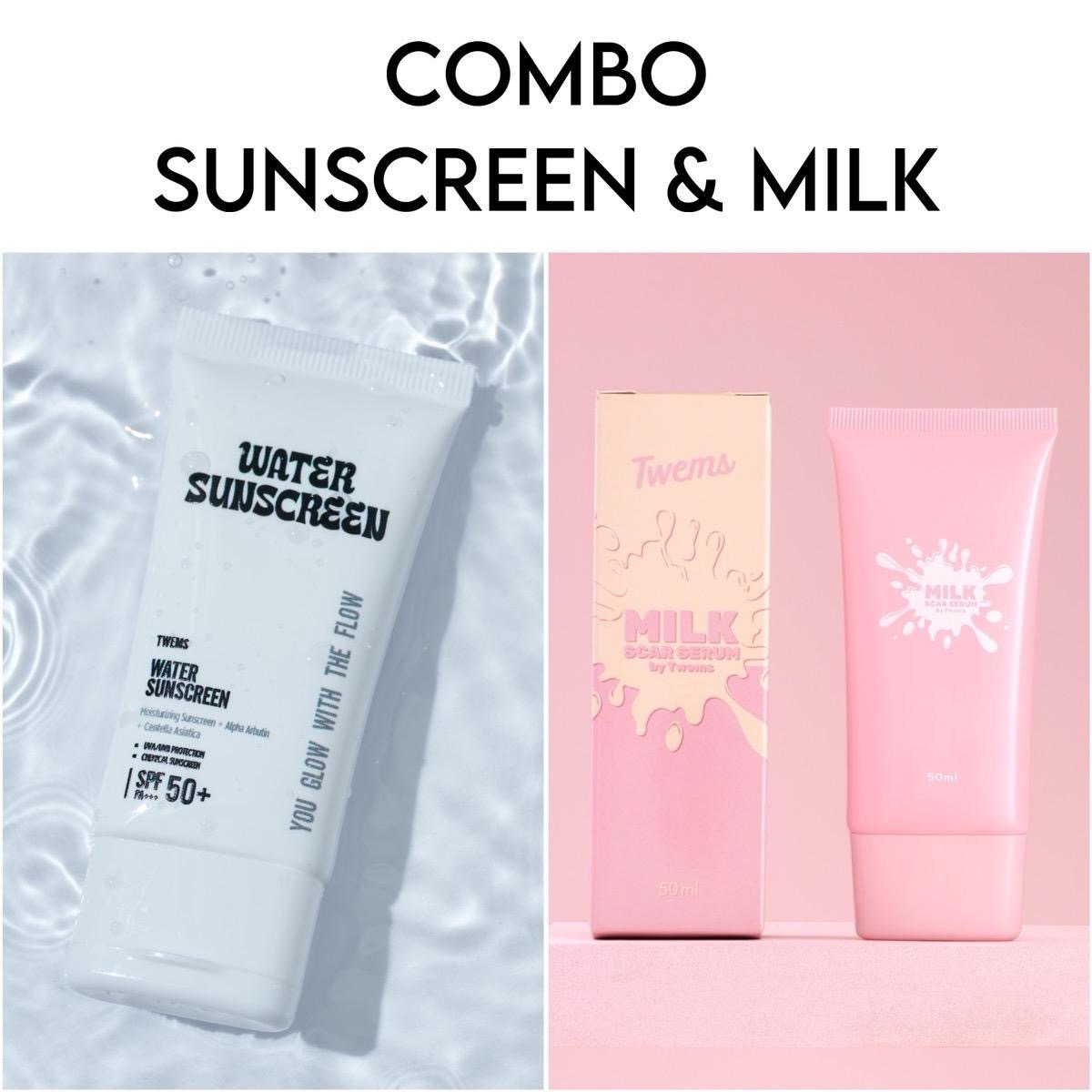Combo Twems Milk Scar Serum & Water Sunscreen SPF 50+ Combo Twems Milk Scar Serum & Water Sunscreen SPF 50+