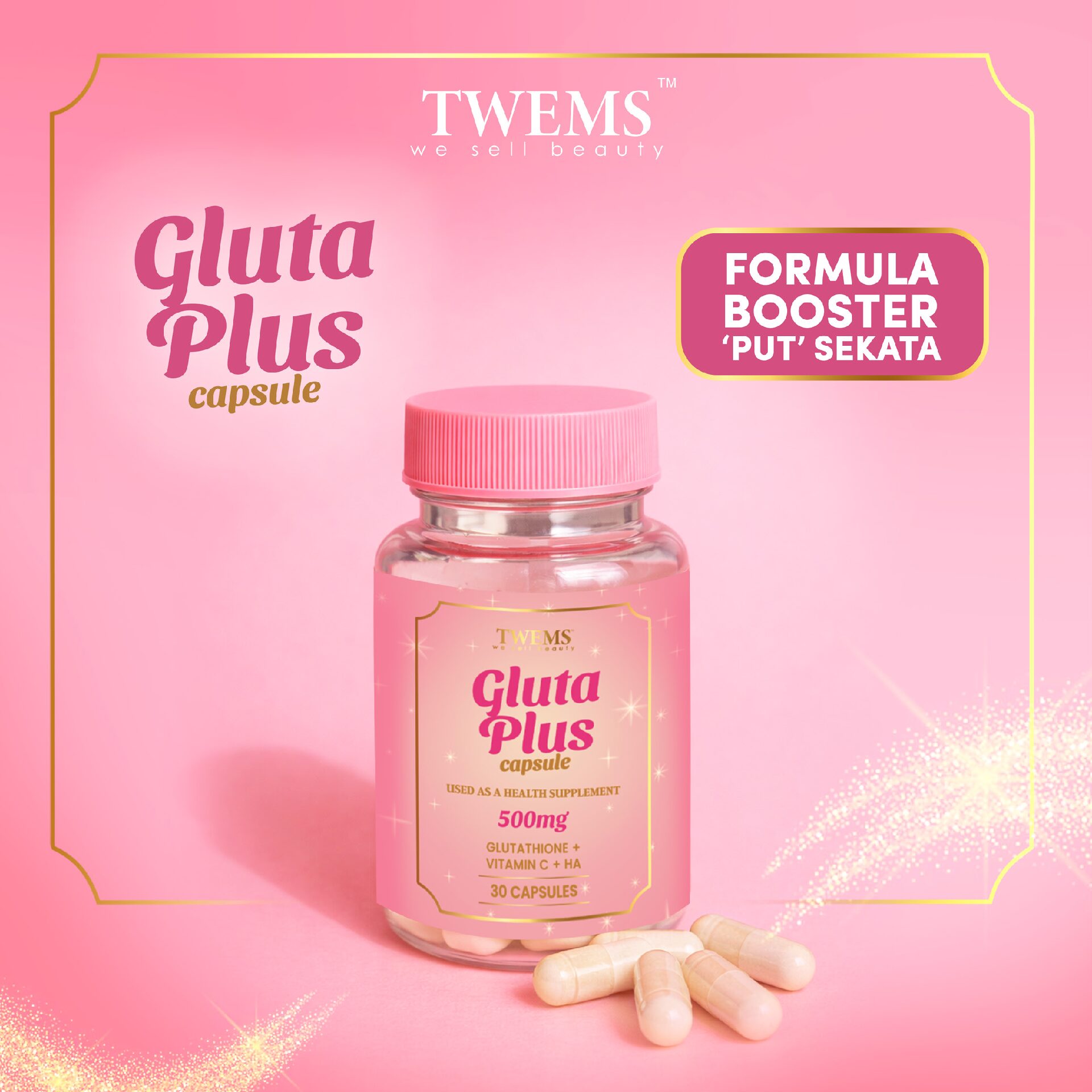 glutaplus-1 Gluta Plus Capsule by Twems Gluta, Vitamin C & Hyaluronic Acid - Image 1